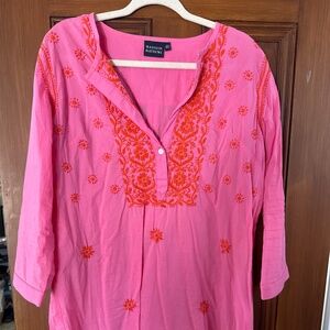 Madison Matthews Cotton dress with embroidery